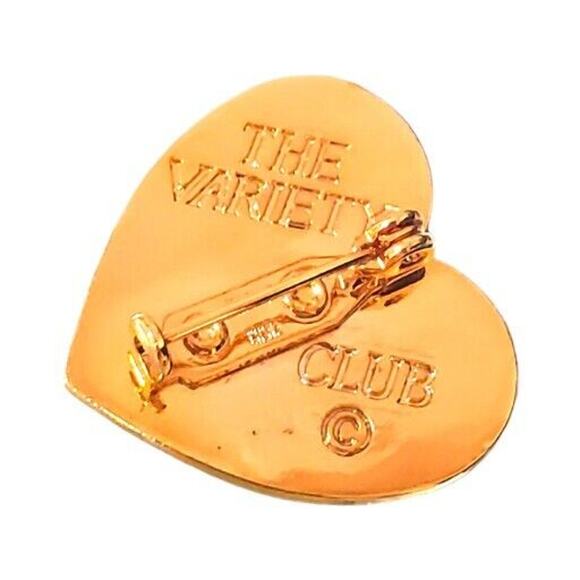 Vtg Heart Brooch Religious Dove “THE Variety Club” Pin God's Bright Gold Tone - Picture 4 of 4